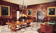 Detroit MI Michigan, Parke Davis & Co Reception Room, Vintage Postcard picture