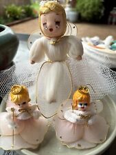 Three Vintage Tulle Angel Figurines, Ornaments, Vintage Christmas Decor picture