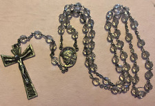 GORGEOUS RARE VINTAGE CHAPEL STERLING & CRYSTAL CRUCIFIED JESUS ROSARY picture