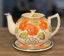 ARTHUR WOOD TEA POT AND STAND – 1930S ART DECO  Spider Web picture