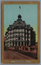 Postcard NY Post Office New York Ullman's Golden Border Street View People C13 picture
