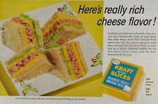 1959 Kraft De Luxe Cheese Slices Sandwich Dairy Food Kitchen Vintage Print Ad picture