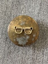 Vintage Japan Small Brass Horn Rimmed Eye Glasses Pill Box  picture