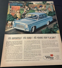 Blue 1959 Ford Anglia - Vintage Original Color Automotive Print Ad / Wall Art picture