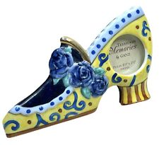 Ganz Shoe Shaped Picture Frame Blue & Yellow Heel 6” For 1.5” Photograph picture