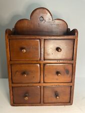 Antique Wall Mount Wooden Spice Rack Cabinet  6 Drawers picture