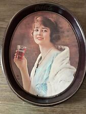 Vintage Drink Coca-Cola Serving Tray Metallic Plate Woman drinking Coke 1973 picture