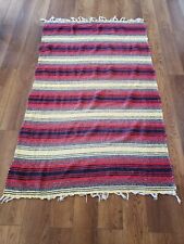 Vintage Mexican Serape Woven Textile  Blanket Rug Southwest Striped 83X46 picture