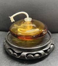 Vintage Amber Oil Lamp “Flying Saucer” Shaped Unused Wick,  4 1/2” picture