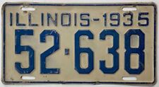 Illinois 1935 Shorty License Plate 52-638 Original Paint in Nice Condition picture