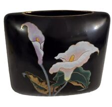 Vintage Toyo Golden Orchid Floral Vase Black    picture