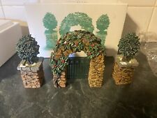 DEPT 56 Stone Corner Posts w/ Holly Tree & Stone Archway & Gate Holiday Village picture