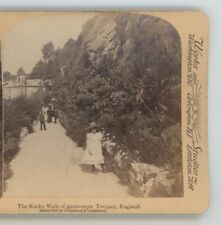 Rocky Walk of Picturesque Torquay England Stereoview picture