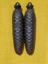 Set Of 2 Vintage Cast Iron 1500 Gram Pine Cone Cuckoo Clock Weights 8 Inches picture