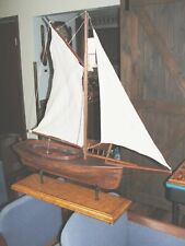 Antique MAITLAND SMITH Wooden Sailboat Model with Cloth Rigging, 40