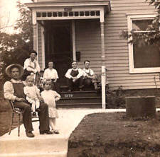 Family Photo on Front Porch Twin Boys Galesburg Illinois 1912 RPPC Postcard picture