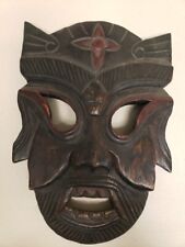 Primitive Hand Carved Thai Mask Ethnic Tribal Wood Wall Hanging Art Decor picture