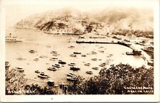 C.1920s RPPPC Avalon Cay CA  Aerial View Ships Crescent California Postcard 74 picture