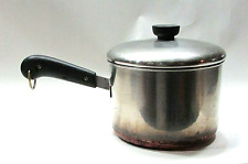 Vintage 1960's Revere Ware 3 Quart Copper Bottom Stainless Stock Pot Pan w Lid picture