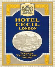 Hotel Cecil ~LONDON - ENGLAND~ Beautiful / Ornate Old Luggage Label, c. 1935 picture