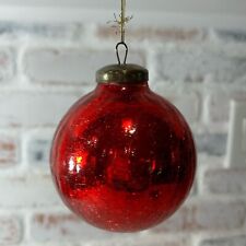 Kugel Style Red Crackle Glass Medium Size Heavy Christmas Ornament picture