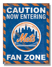New York Mets Fan Zone Tin Metal Sign Man Cave Garage Bar Decor 12.5 X 16 Inch picture