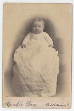 Antique c1880s Cabinet Card Adorable Baby in Dress Conkle Bros. Middletown, OH picture