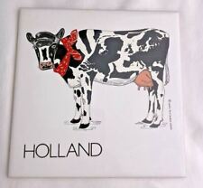 Vintage Holland Holstein Dairy Cow Red Scarf Nortex Bussum Print Ceramic Tile picture
