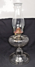 Vintage Antique Large Blown Glass Table Oil Lamp w/Beaded Chimney 18 1/2