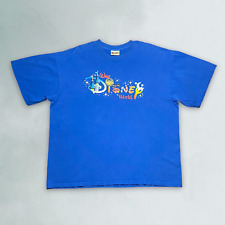 Vintage Disney World Mens Castle Mickey Character Spell out T-Shirt Blue Size XL picture
