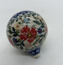 Polish Pottery Christmas Tree Ornament Floral Missing Top picture