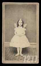 Cute ID'd Girl Dressed as Fairy Princess 1860s CDV Norwich Connecticut Photo picture