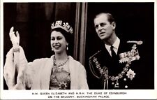 RPPC H.M. Queen Elizabeth and H.R.H. The Duke of Edinburgh Balcony Buckingham picture