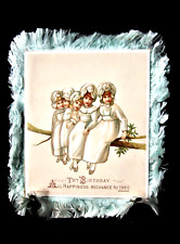 Antique Victorian Raphael Tuck Fringed Two Sided Birthday Card - 4