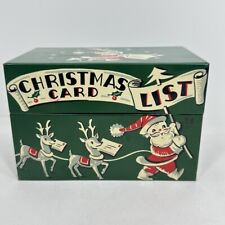 Vintage 1950’s Stylecraft Christmas Card List Address Recipe Tin Box Santa  picture