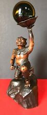 Antique Japanese Late Edo Period Bronze of Oni (Demon Ghost) Holding a Glass Bal picture