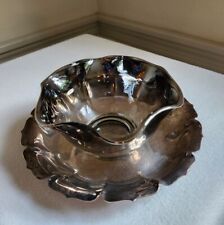Lunt Silverplate Scalloped Dish And Silver Ombre Ruffled Edge Glass Bowl MCM Set picture