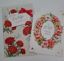 2 Vtg WIFE on MOTHERS DAY 1959 Ribbon GLITTER & 1961 FOIL HEARTS Embossed CARDS picture