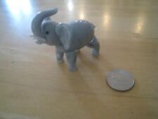 Small Hand-Blown Grey Glass Elephant Figurine White tusks 2.5