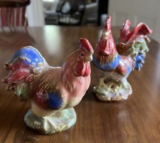 Vintage Pair Chicken And Rooster Set, 5.5” High; Wonderful picture