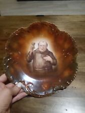 RARE Vintage Decorative Plate of Monk Holding a Wine Cup, Monk Portrait Plate picture