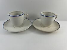Vintage Unmarked Tea Cup Saucer Set White Crackle Blue And Gold picture