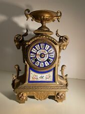 Antique French porcelain panel and gilt metal mantel clock  picture