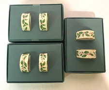 LENOX Set of 6 Holiday Napkin Rings Holly Berry Gold Original Boxes Christmas picture