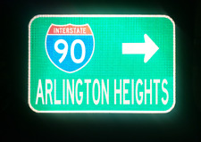 ARLINGTON HEIGHTS Interstate 90 route road sign - Illinois, Chicago Cubs, Bulls, picture