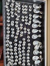 Vintage Chandelier Crystals 12 Faceted Teardrop Prisms Lot of Ov 120 Sm Octagon  picture
