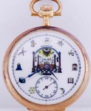 Antique Pocket Watch French Masonic with Fancy Dial c1900's-Gold Plated Case picture