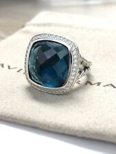 David Yurman Sterling Silver Albion 17mm Hampton Blue  & Diamond Ring Size 7 picture
