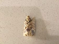 Hand Carved Japanese Pendant Figurine 2” - Signed picture