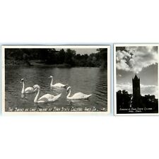 x2 LOT c1950s Ames, IA Iowa State College University RPPC Swans Evening Bell A11 picture
